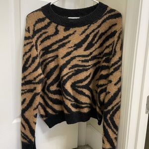 H&M zebra sweater, knit, size US S, black & brown